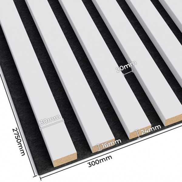 Pannello acustico - 275x30x2,5cm - Bianco Opaco - immagine 2